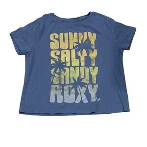 Roxy Girls Blue Graphic Tee Size 8/10 Medium Sunny Salty Sandy
